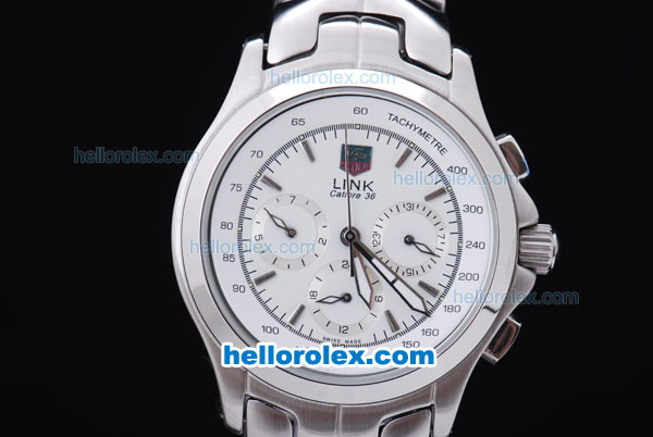 Tag Heuer Link Calibre 36 Chronograph Automatic with White Dial - Click Image to Close